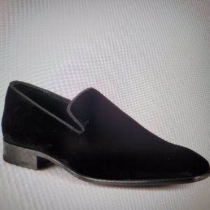 Saks Fifth Avenue Black Velvet Loafers | Italian Slip-on Almond Toe Evening Shoe